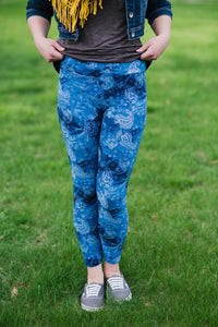 Blue Paisley Leggings *One Size Only*
