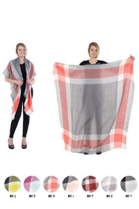 58x58 Multi-toned Plaid Blanket Scarf