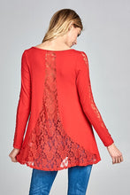 Red Lace Detail Long Sleeve Tunic