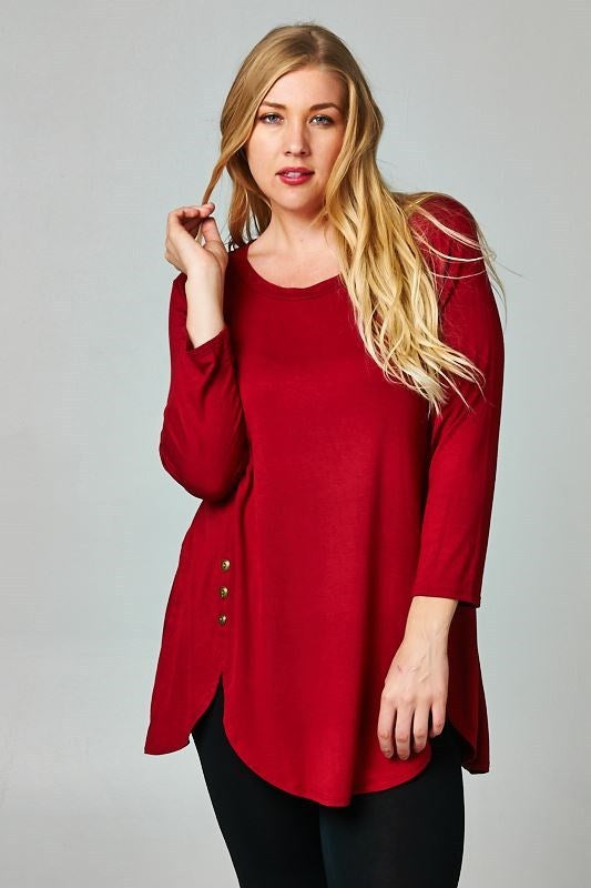 Red Side Button Tunic