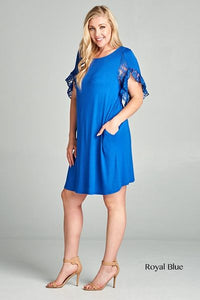 Royal Blue Lace Sleeve Dress