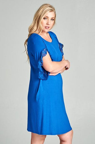 Royal Blue Lace Sleeve Dress